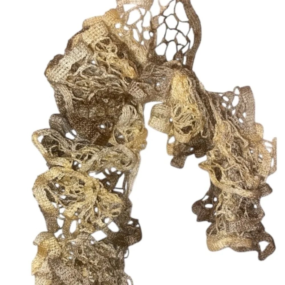 KNITTED RUFFLE STYLE Fashion Scarf in Tan, Cream and Beige